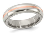 Men's 6mm Titanium Wedding Band Ring with 14K Rose Gold Inlay 
